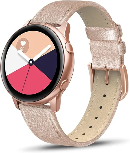 Vista 17 de Correa de piel compatible con Samsung Galaxy Watch 3 de 41 mm / Galaxy Watch Active de 40 mm / Active 2 44mm / Galaxy Watch de 42 mm, 20 mm de piel