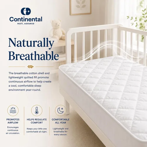 Vista 5 de Continental Bedding Protector de colchón de poliéster prémium de 28 x 52 pulgadas, sábana bajera ajustable para cunas estándar y camas infantiles