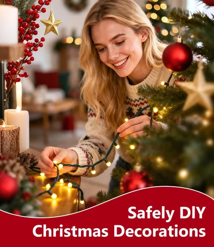 Vista 4 de Tira de luces de Navidad de 1000 LED de color blanco cálido de 49 pies para exteriores, con 8 modos, impermeable IP44, enchufable, para árbol