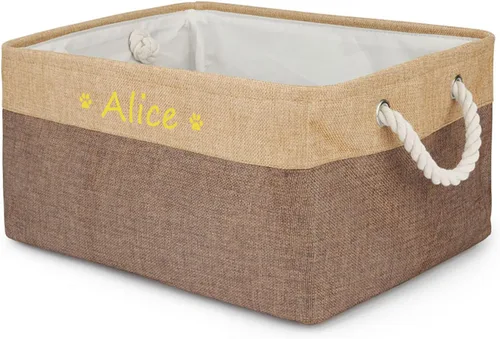 Vista 8 de Cesta plegable de almacenamiento de juguetes para perros y mascotas, fuente colorida personalizada, caja organizadora con nombre de mascota
