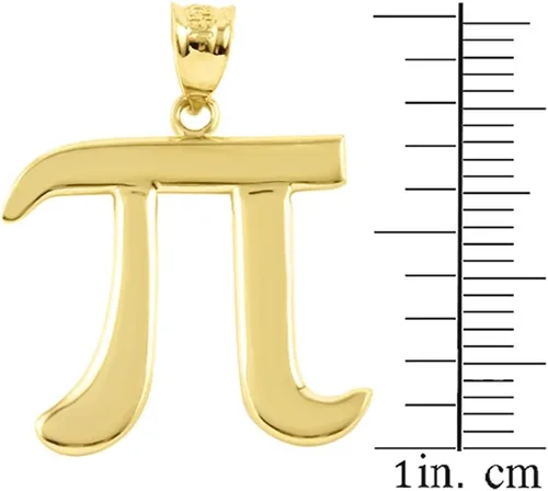 Vista 2 de Colgante con símbolo matemático Pi de oro amarillo de 14 k, Oro amarillo