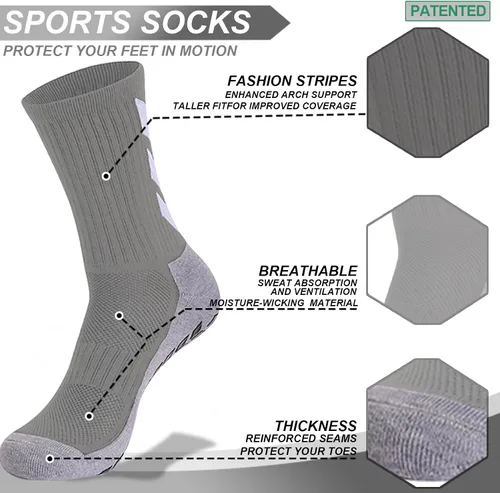 Vista 3 de MENDENG Calcetines antideslizantes de fútbol para hombre, calcetines de hospital antideslizantes para entrenamiento, calcetines atléticos