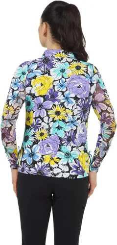 Vista 3 de IBKUL Athleisure Wear Sun Protective UPF 50 Icefil Cooling Medeline Print Adjustable Length Long Sleeve Polo - 48260