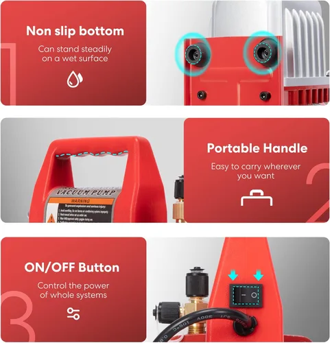 Vista 4 de VIVOHOME Bomba de vacío de aire HVAC de paletas rotativas de doble etapa con escala de peso de carga refrigerante digital electrónica