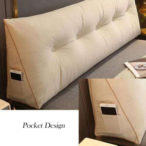 Vista 4 de Cómoda almohada lumbar para descansar la cama, cojín triangular para leer y respaldo, almohada de cabecera para cama, almohada de lectura grande