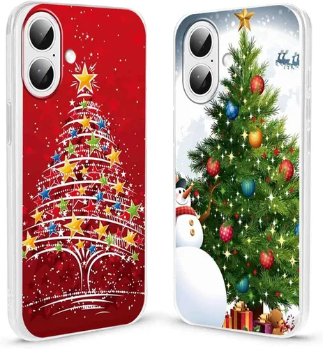 Vista 15 de Paquete de 2 fundas transparentes de Navidad para iPhone 7/8/SE 2020 / SE 2022 de 4.7 pulgadas, árboles de Navidad, resistentes al amarilleo