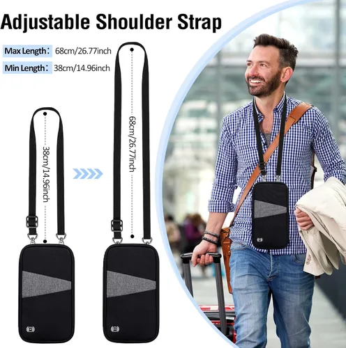 Vista 6 de BKNOOU Soporte para pasaporte familiar con bloqueo Rfid, organizador de documentos de viaje, soporte impermeable para pasaporte de viaje, soporte