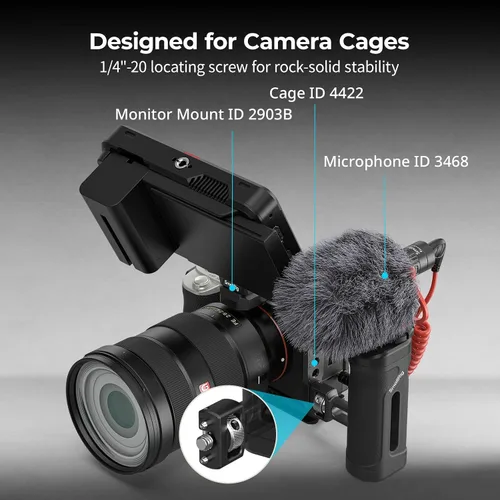 Vista 2 de SmallRig Mini mango lateral con tornillo de localización de 1/4"-20, mango lateral de jaula de cámara para mano izquierda o derecha, ajustable