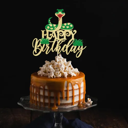 Vista 6 de Kaoenla - Decoración para pastel de feliz cumpleaños con purpurina