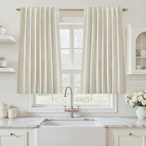 Vista 70 de Cortinas opacas de 54 pulgadas de largo para dormitorio, sala de estar, cortinas beige con aislamiento térmico, oscurecimiento de la habitación