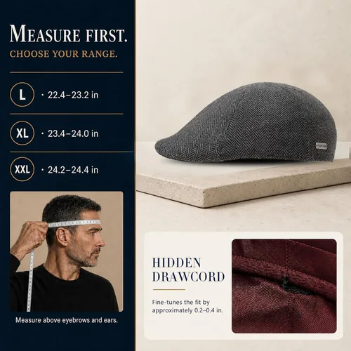 Vista 5 de TOP-EX Gorra plana de 55% lana de 6 paneles para cabezas más grandes espiguilla gris