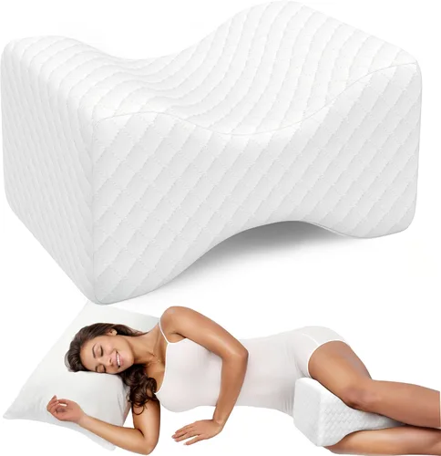 Vista 8 de TranquilRelax Almohada de rodilla para dormir de lado, almohada de espuma viscoelástica, color gris Smooth Pillow for Spine Aligning, Comfortable