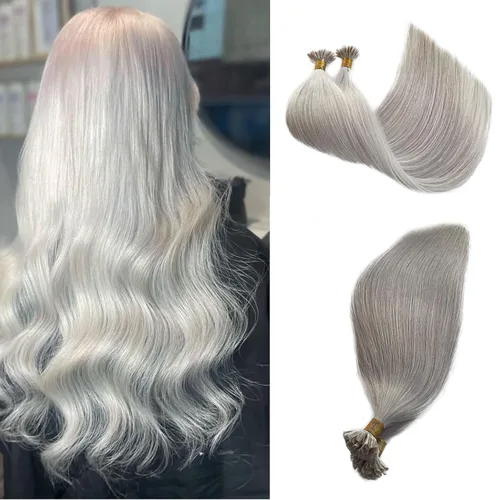 Vista 7 de Extensiones de cabello Microlink con reflejos, cabello humano lacio de 14 pulgadas, rubio caramelo resaltado, 50G/50S