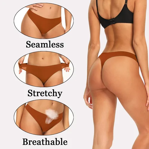 Vista 5 de Sofeavo Tangas sin costuras para mujer, bragas invisibles, ropa interior cómoda y transpirable sin costuras