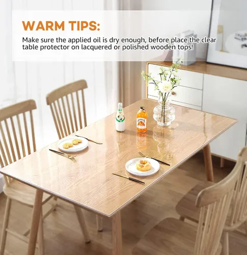Vista 6 de PoPoTo Protector de plástico transparente de 8 x 36 pulgadas para mesa de comedor, tapete de escritorio de oficina, 0.059 in de grosor, rectangular