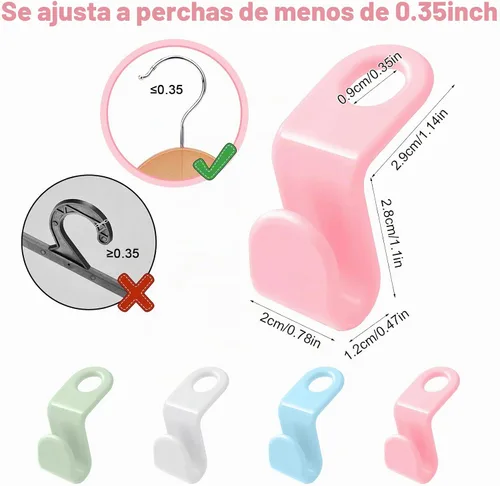 Vista 3 de 50 PCS Perchas que Ahorran Espacio - Ganchos Conectores de Perchas para Ropa, Apilables que Ahorran Espacio, Organizadores de Armario de Plástico