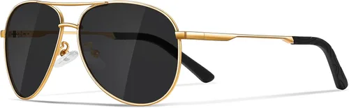 Vista 42 de Gafas de sol polarizadas aviador para hombre y mujer Marco A1-Negro Lente Gris