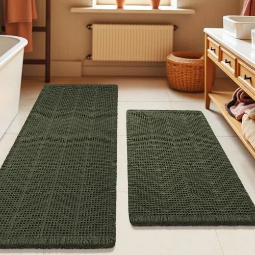 Vista 60 de Tapete de baño con diseño de gofre, moderno, bohemio, absorbente, antideslizante, ultrasuave, lavable a máquina, con letra de baño, dormitorio