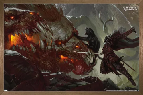 Vista 16 de Trends International Póster de pared de Dungeons and Dragons Drizzt vs Demogorgon, 22.4 pulgadas de largo x 14.7 W, versión enmarcada de madera