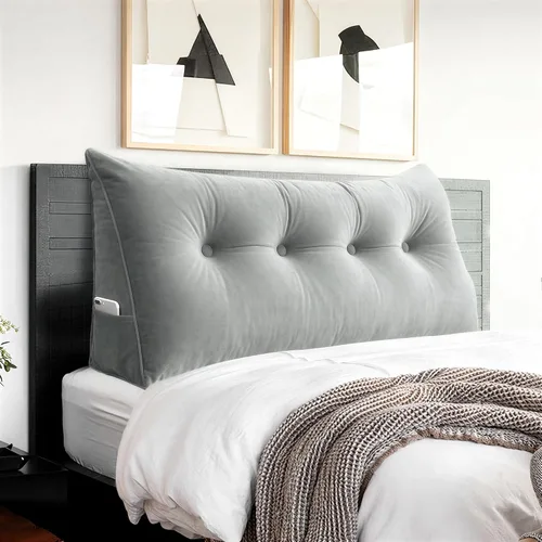 Vista 23 de Almohada de cabecero – Almohada de cama grande 3 en 1 como almohada de lectura de cuña, almohada grande para sofá cama o respaldo de apoyo, almohada