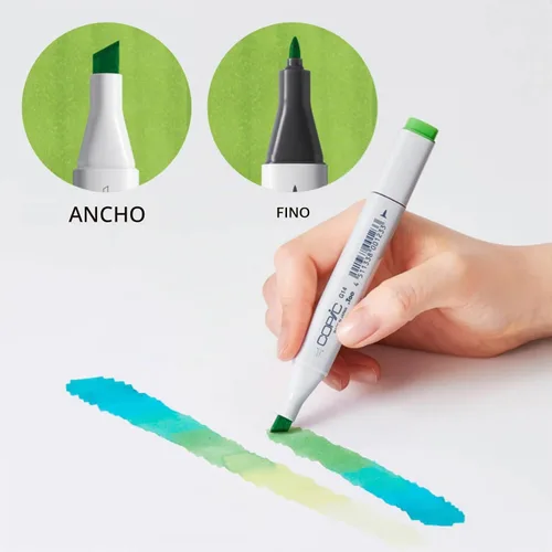 Vista 2 de Copic Juego clásico de 12 colores Básico: una combinación de colores primarios y secundarios en negrita