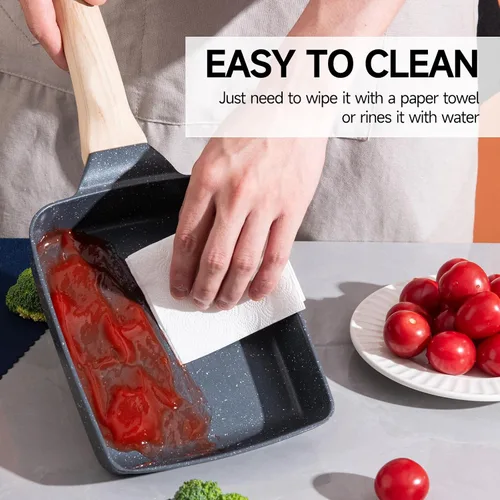Vista 4 de Sartén antiadherente de granito para tortillas – Sartén para panqueques y olla de huevos saludable adecuada para estufa de gas, sartén versátil