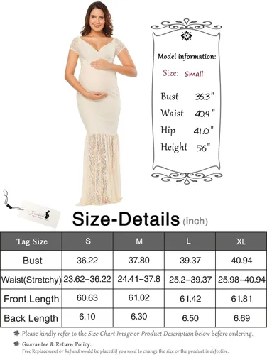 Vista 7 de Maxi vestido para embarazadas, de la marca JustVH, con encaje