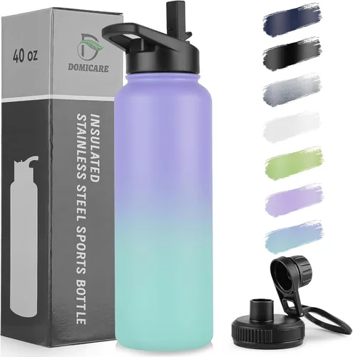 Vista 88 de DOMICARE Botella de agua para niños de 16 onzas para la escuela, de acero inoxidable, con aislamiento al vacío de doble pared, botella de agua