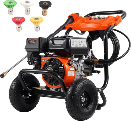 Vista 11 de VEVOR Lavadora a presión de gas 2900 PSI y 1.85 GPM máximo, bomba de aluminio mejorada con pistola rociadora y varita, juego de 4 boquillas