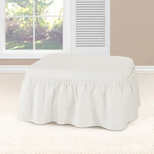 Vista 17 de SureFit Essential - Funda larga para silla de comedor con volantes de sarga con diseño estampado de algodón, falda larga con volantes y pliegues