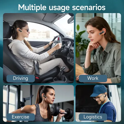 Vista 9 de Auriculares Bluetooth de un solo oído con Bluetooth 6.1, auriculares Bluetooth para 100 horas de tiempo de espera, batería de 800 mAh, auriculares