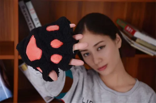 Vista 5 de MizHome - Guantes de invierno suaves con diseño de oso de gato