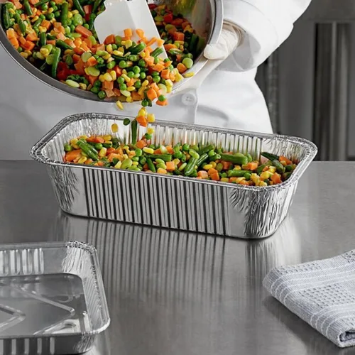 Vista 6 de Pan desechable de aluminio de 5 libras con tapa de aluminio para hornear pasteles, pastel de carne y lasaña (10)