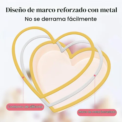 Vista 2 de FUNBAKY Moldes de silicona con marco reforzado de metal en forma de corazón, 10 pulgadas, moldes antiadherentes para moldes para pasteles Pan