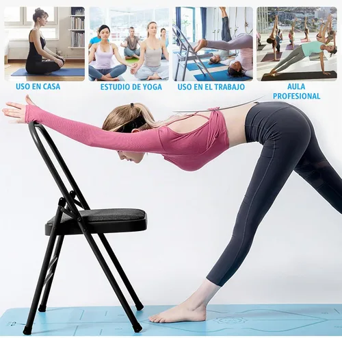Vista 6 de INNOLIFE Foldable Backless Yoga Chair with Resistance Band for Abs & Core, Flexibility and Strength Training and Back Pain Relieving
