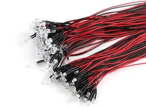 Vista 4 de 10PCS 0.118 in 0.197 in F3 F5 LED 7.9 in precableado blanco rojo verde azul amarillo UV RGB diodo lámpara decoración emisora de luz DIY pre-soldado