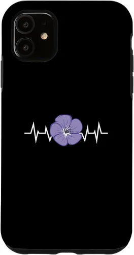 Vista 5 de iPhone 15 Purple Flower Blossom Heartbeat Flower Lover Purple Flower Case