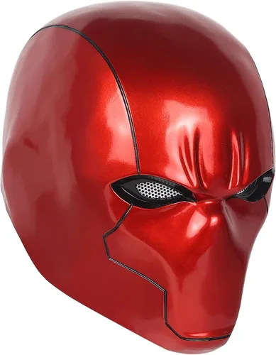 Vista 6 de Casco de capucha roja, efecto metálico, máscara de capucha roja de lujo, accesorio de cosplay para fanáticos, edición de coleccionista