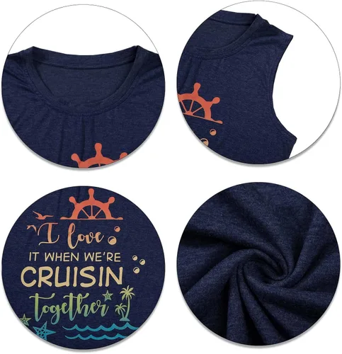 Vista 5 de SFHFY Camiseta sin mangas de crucero para mujer, camisetas para amantes de los cruceros, regalos de crucero, regalos para vacaciones familiares