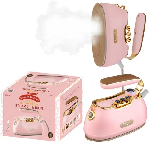 Vista 12 de SALAV Retro Edition Duopress - Vaporizador y plancha de mano, placa de cerámica, 1000 W, vapor sin goteo, vapor vertical y horizontal, esmeralda