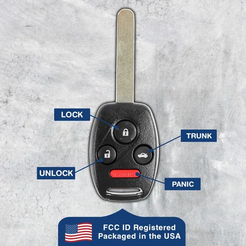 Vista 6 de KeylessOption Reemplazo de llavero para Honda Accord 2003-2010 y Element 2010, control remoto de plástico negro de 4 botones, números de parte