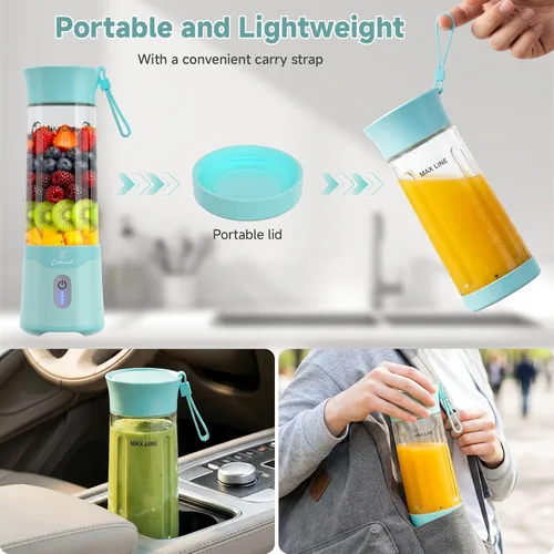 Vista 12 de COKUNST Portable Blender, 18oz Small Smoothie Blender with Extra Lid, Green