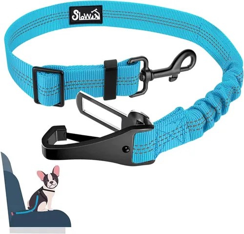 Vista 15 de SlowTon Cinturón de seguridad para perro, correa de cinturón de seguridad ajustable para perro, 2 en 1, cinturón de seguridad para perro