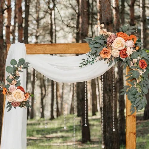 Vista 5 de Juego de 2 flores artificiales para arco de boda, flores artificiales para letrero de boda, decoración de boda polvorienta para decoración de Champán
