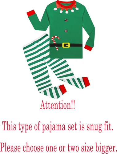 Vista 2 de Family Feeling - Conjunto de 2 piezas de pijama de Navidad a rayas para niños y niñas, 100 % algodón