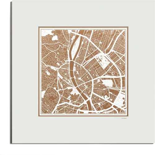 Vista 19 de O3 Design Studio Mapa de corte de papel de París, color negro mate, 20 x 20 pulgadas, arte en papel