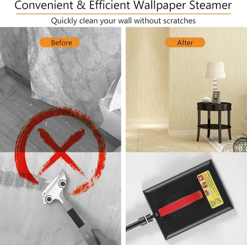 Vista 5 de Goplus Limpiador de papel pintado vaporizador sin químicos para eliminación de papel tapiz con manguera de 10 pies y placa de vapor grande