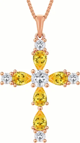 Vista 156 de YL Collar de cruz de plata de ley 925 con colgante de piedra natal religiosa para mujer