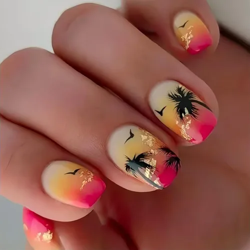 Vista 8 de Uñas postizas a presión con punta francesa, uñas postizas cuadradas cortas con diseños de cuentas de flores 3D, uñas blancas a presión, uñas Blanco