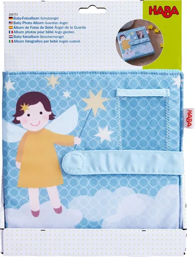 Vista 2 de HABA Álbum de fotos de bebé – Álbumes de tela suave, con capacidad para 8 fotos de 4 x 6 pulgadas, nuevo regalo de bebé y cesta de ducha, juguete